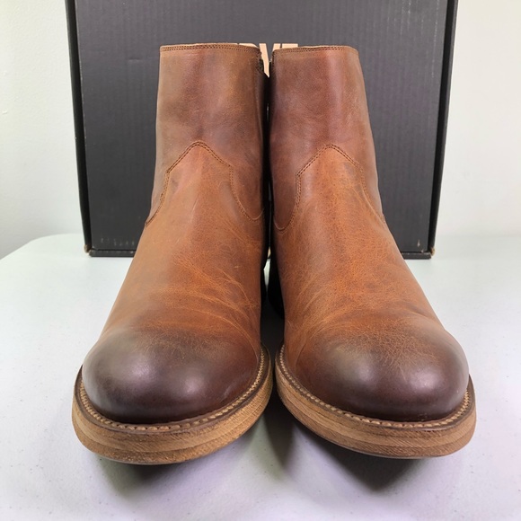 Frye Mens Bowery Inside Zip Tan Ankle Boots - Picture 4 of 9